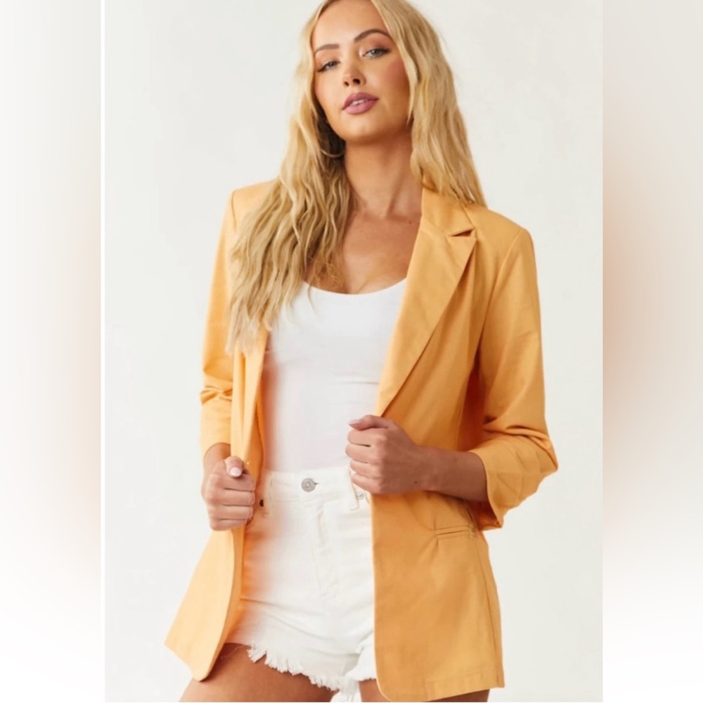 Lush Linen Blend Blazer, S, Like New, Peach color